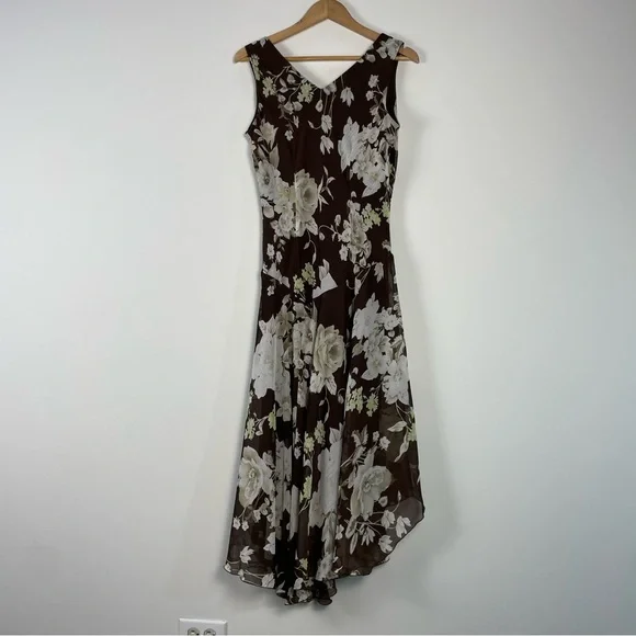 Y2K Babydoll Fairy Midi Dress Size 8 Floral Asymmetrical Dressbarn Forest Fairy - Picture 4 of 9